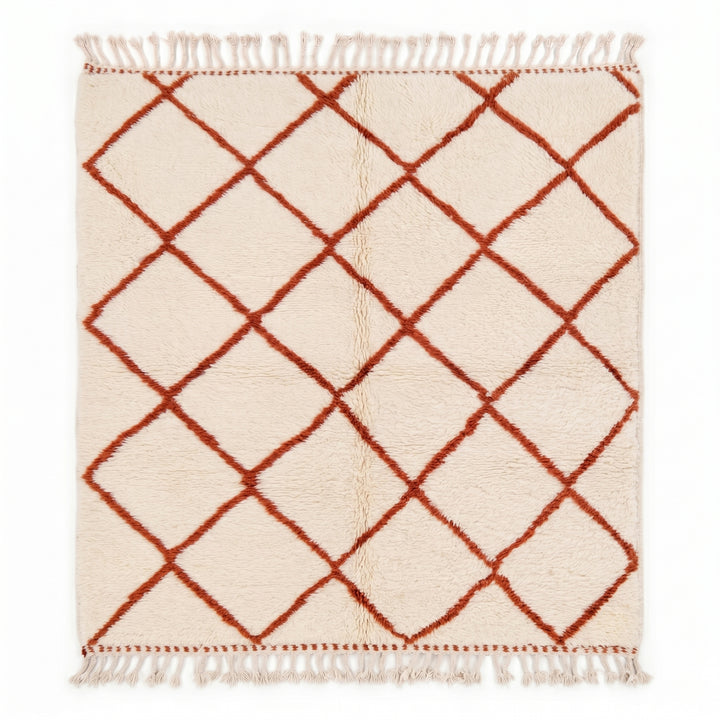 Custom Beni Mrirt Rug | Terracotta Diamond Trellis