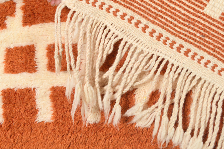 Custom Beni Mrirt Rug | Terracotta Pixelated Maze