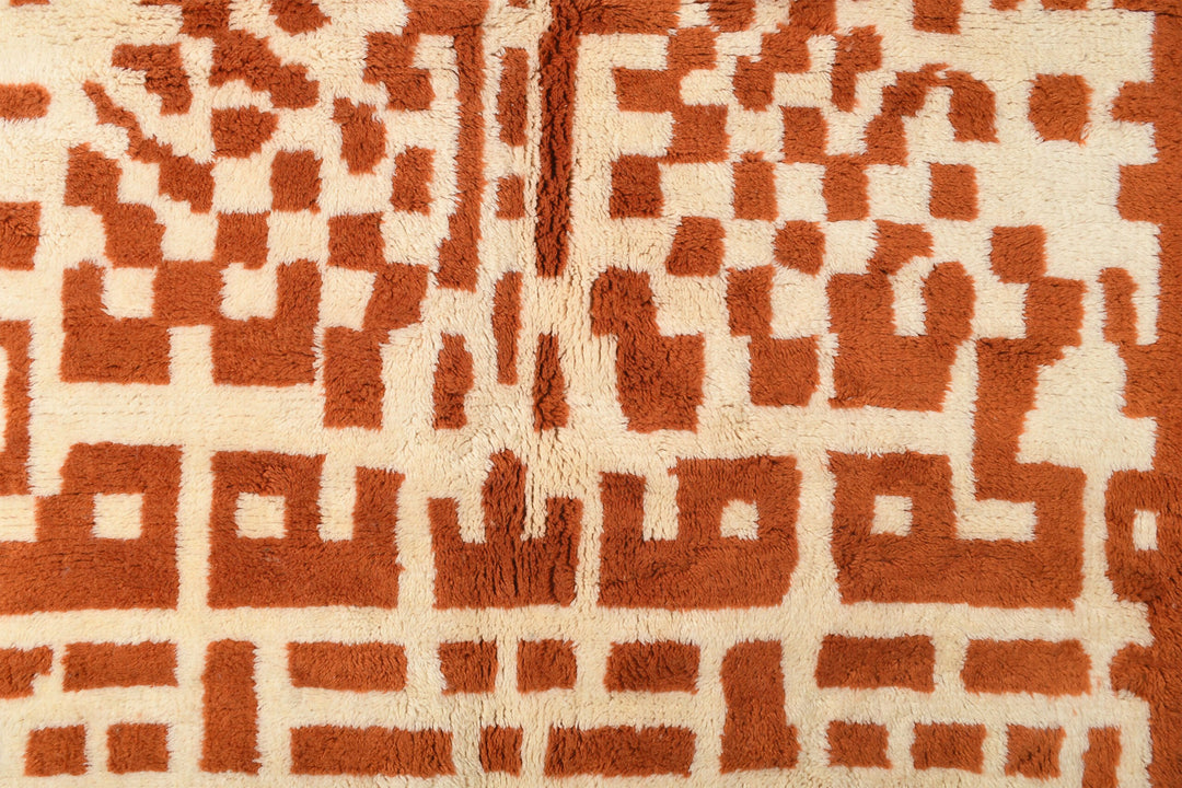 Custom Beni Mrirt Rug | Terracotta Pixelated Maze