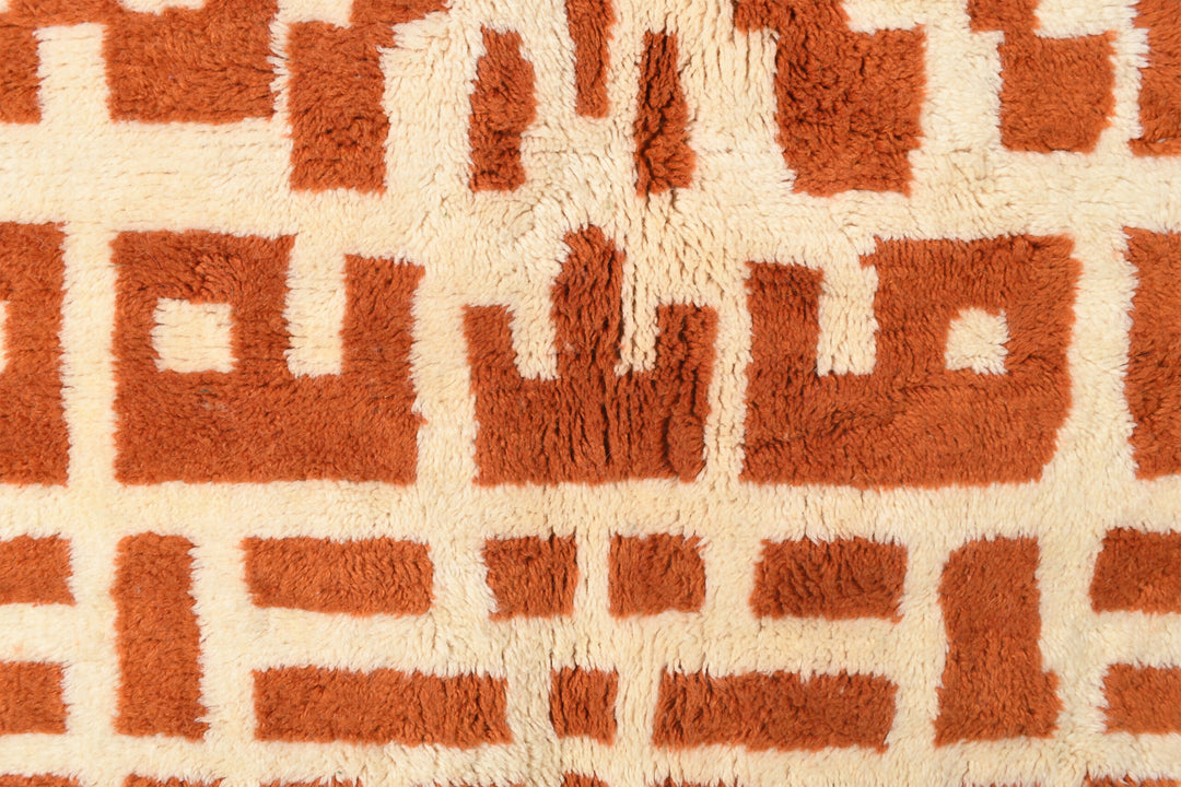 Custom Beni Mrirt Rug | Terracotta Pixelated Maze