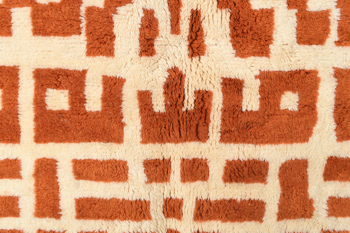 Custom Beni Mrirt Rug | Terracotta Pixelated Maze