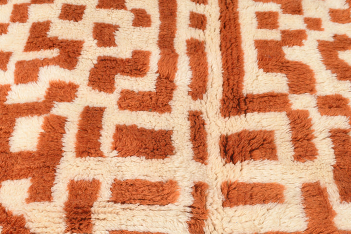 Custom Beni Mrirt Rug | Terracotta Pixelated Maze