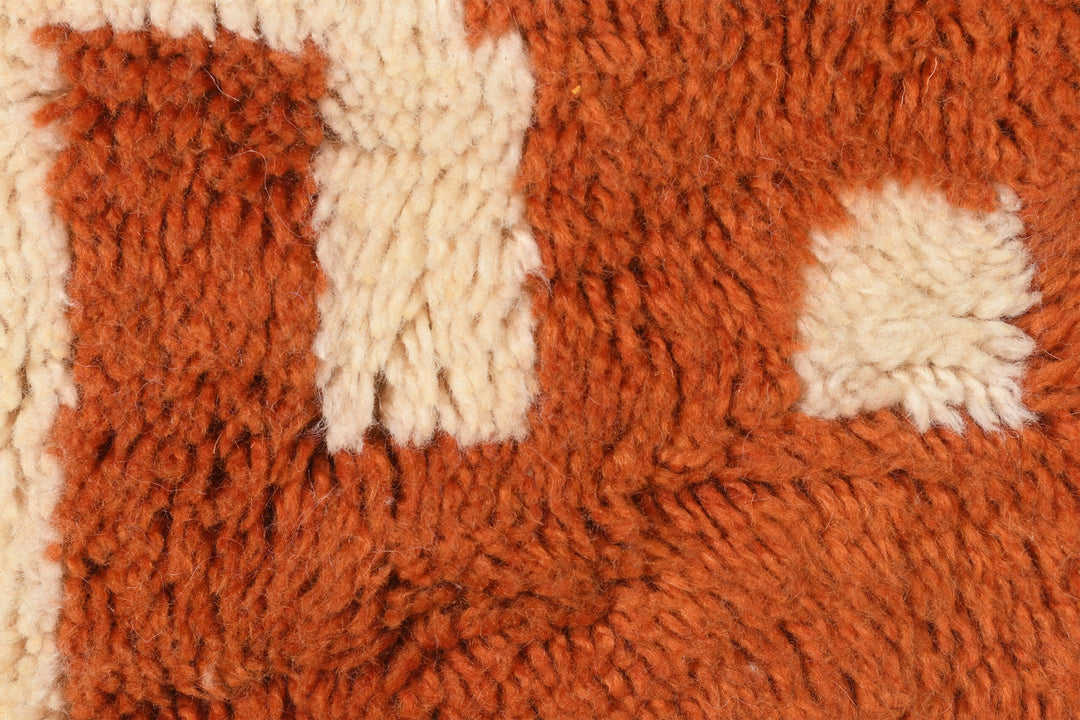 Custom Beni Mrirt Rug | Terracotta Pixelated Maze