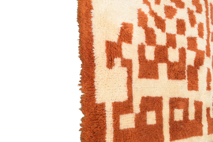 Custom Beni Mrirt Rug | Terracotta Pixelated Maze