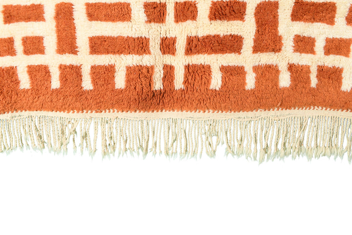 Custom Beni Mrirt Rug | Terracotta Pixelated Maze