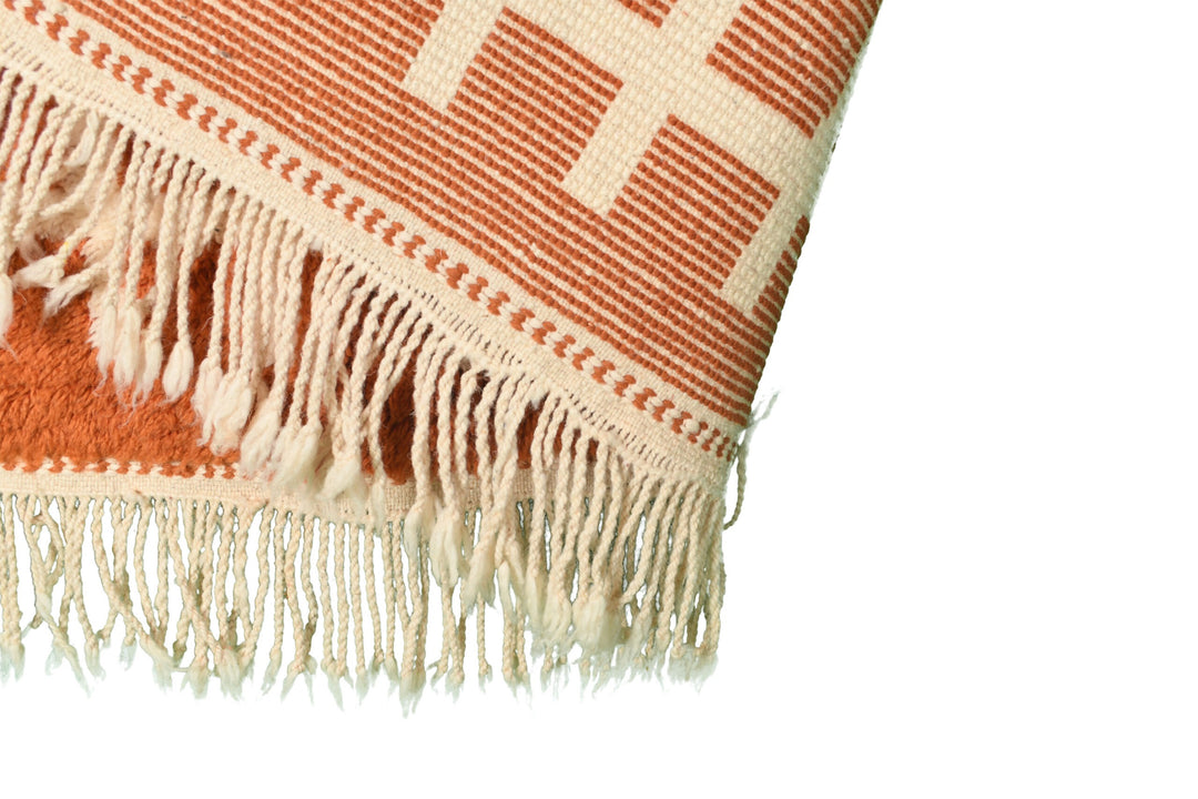 Custom Beni Mrirt Rug | Terracotta Pixelated Maze