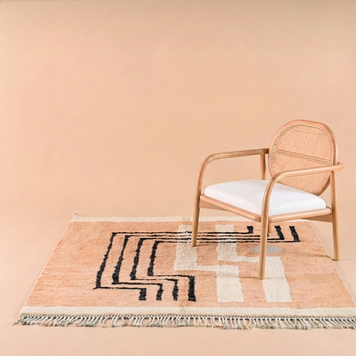 Custom Beni Mrirt Rug – Terracotta &amp; Black Abstract