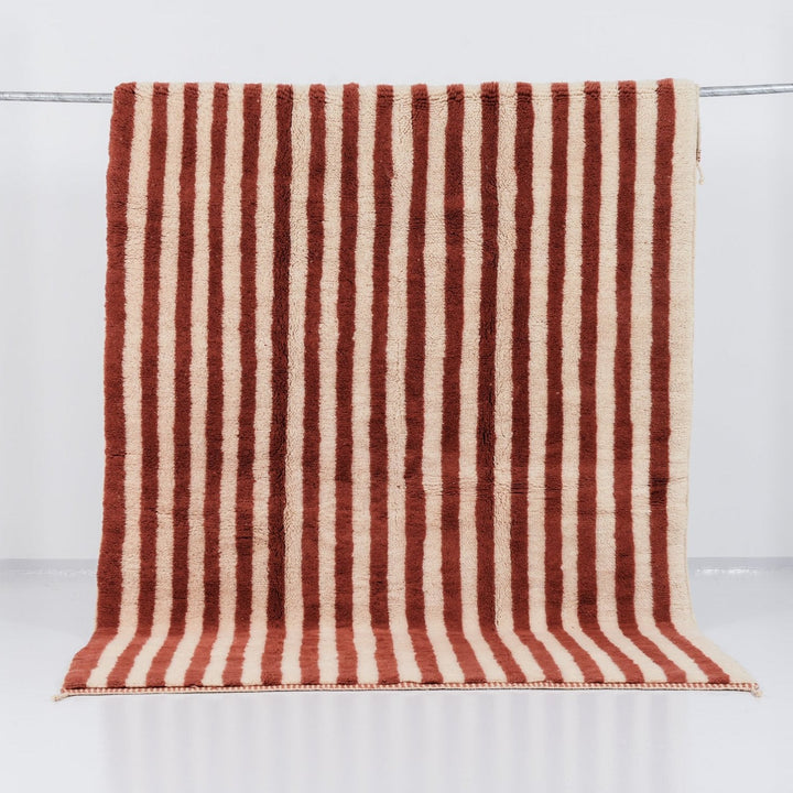 Tapis Beni Mrirt sur mesure | Rayures classiques Terracotta &amp; Crème
