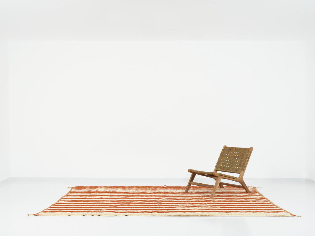 Tapis Beni Mrirt sur mesure | Rayures classiques Terracotta &amp; Crème