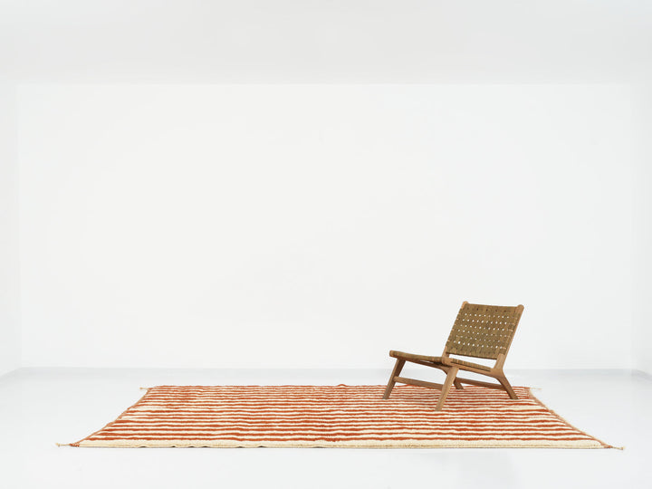Tapis Beni Mrirt sur mesure | Rayures classiques Terracotta &amp; Crème