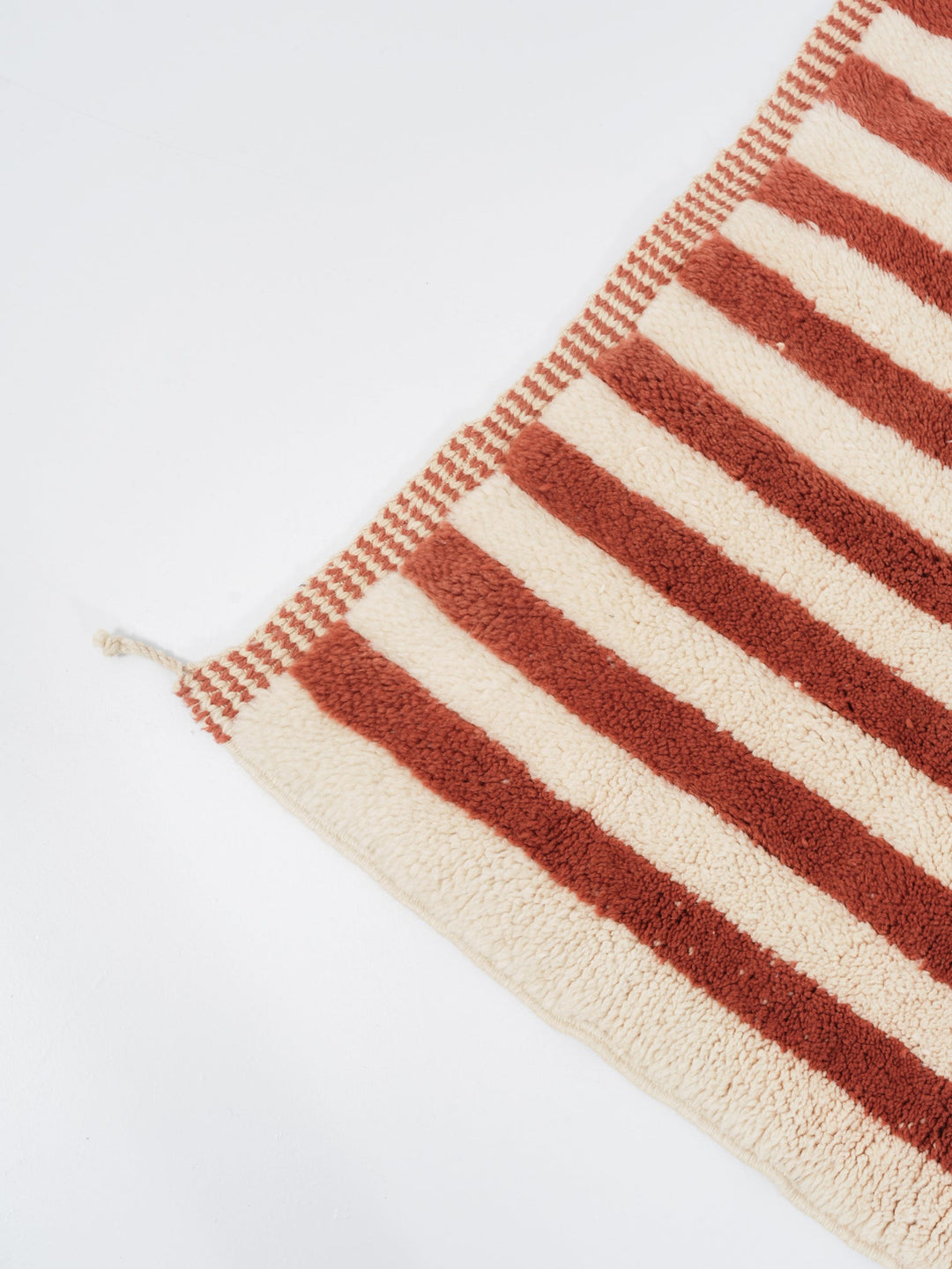 Tapis Beni Mrirt sur mesure | Rayures classiques Terracotta &amp; Crème