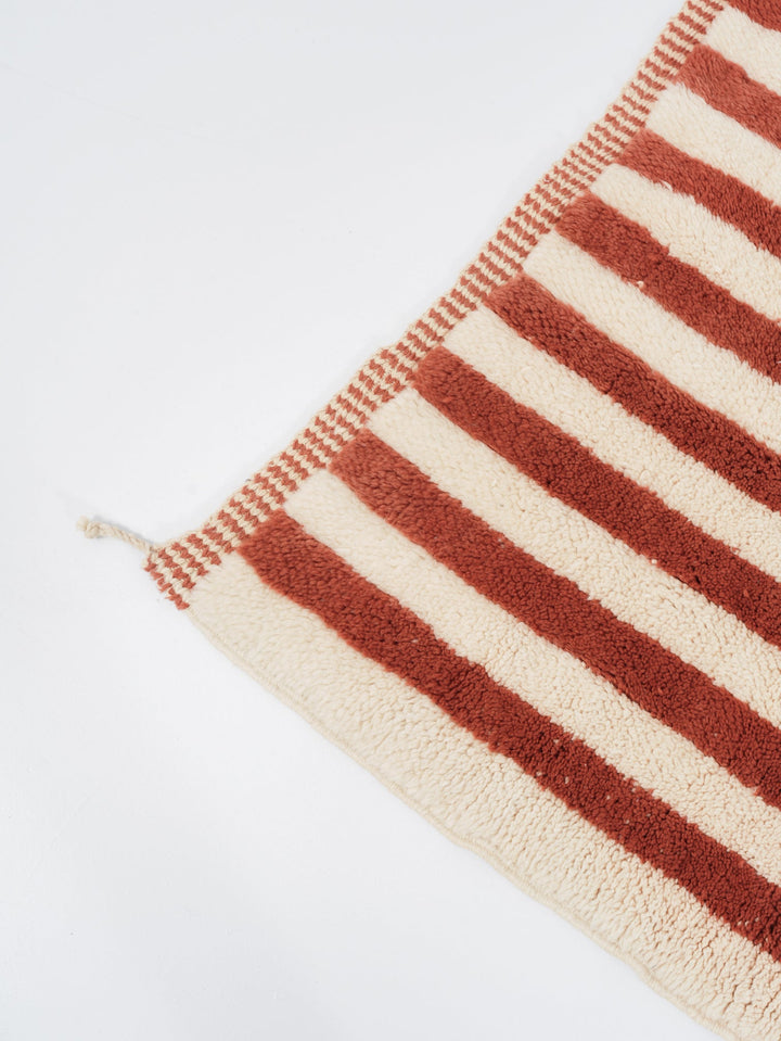 Tapis Beni Mrirt sur mesure | Rayures classiques Terracotta &amp; Crème
