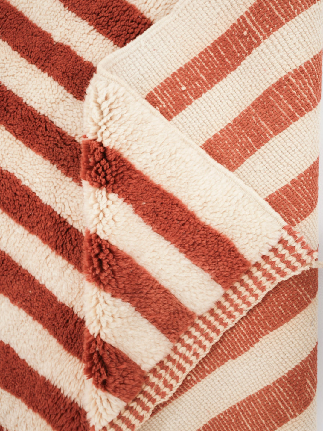 Tapis Beni Mrirt sur mesure | Rayures classiques Terracotta &amp; Crème