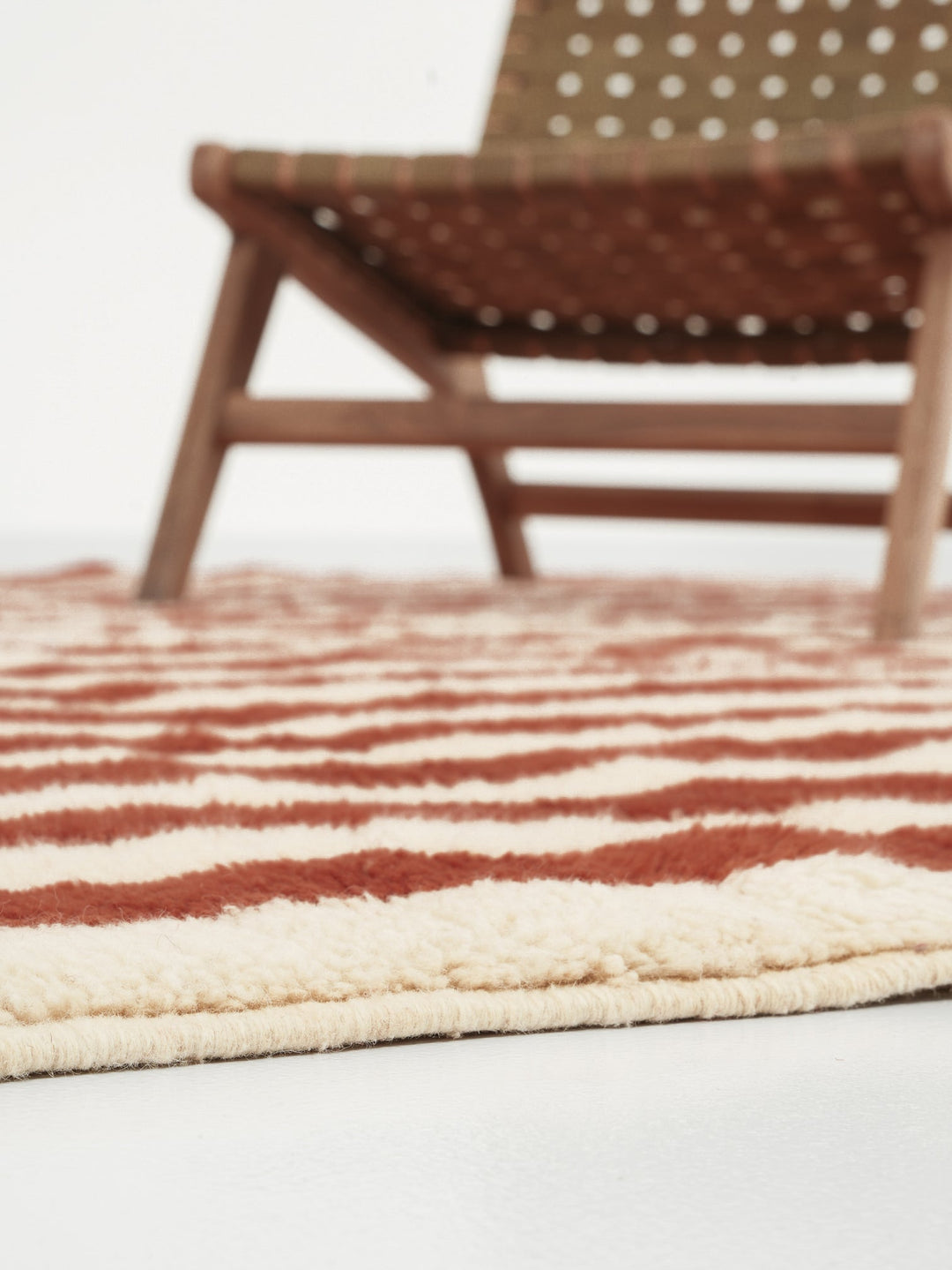 Tapis Beni Mrirt sur mesure | Rayures classiques Terracotta &amp; Crème