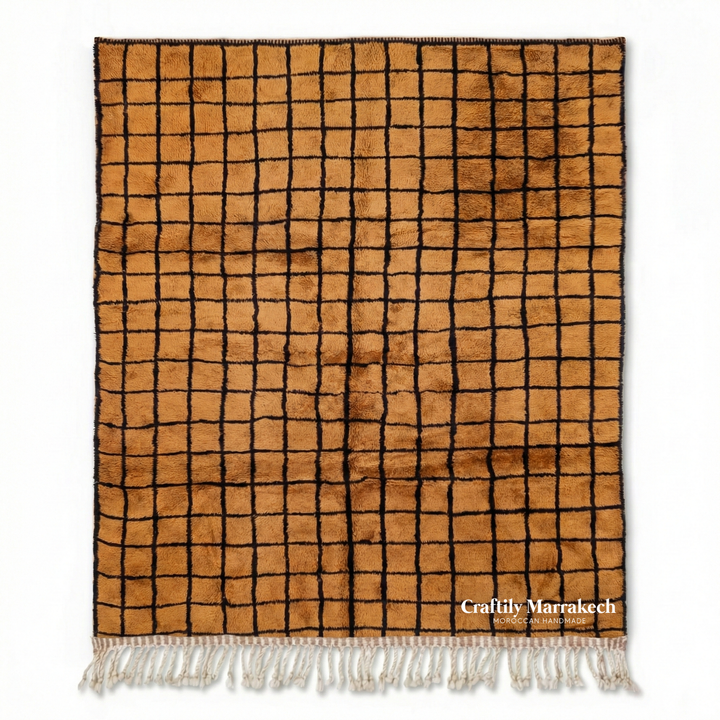Tapis Beni Mrirt Sur Mesure | La grille saharienne ambrée
