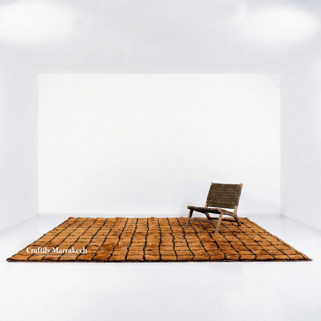 Tapis Beni Mrirt Sur Mesure | La grille saharienne ambrée
