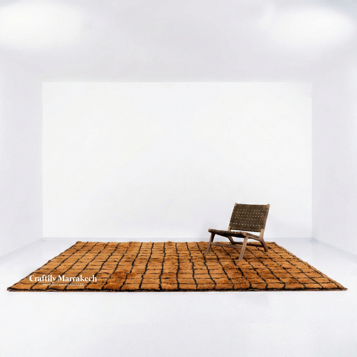 Tapis Beni Mrirt Sur Mesure | La grille saharienne ambrée