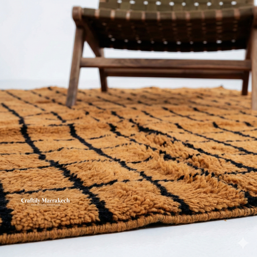Tapis Beni Mrirt Sur Mesure | La grille saharienne ambrée
