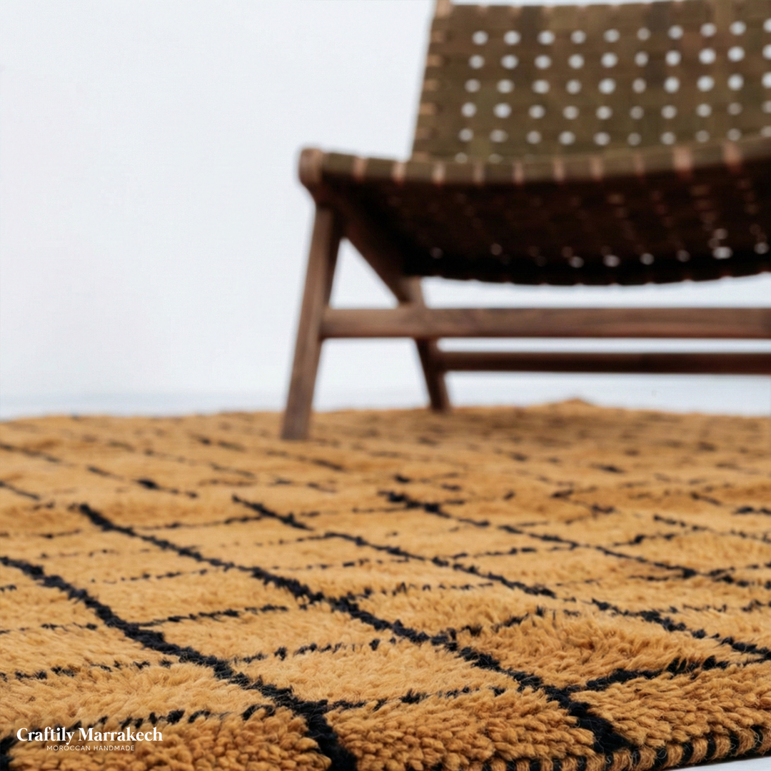 Tapis Beni Mrirt Sur Mesure | La grille saharienne ambrée
