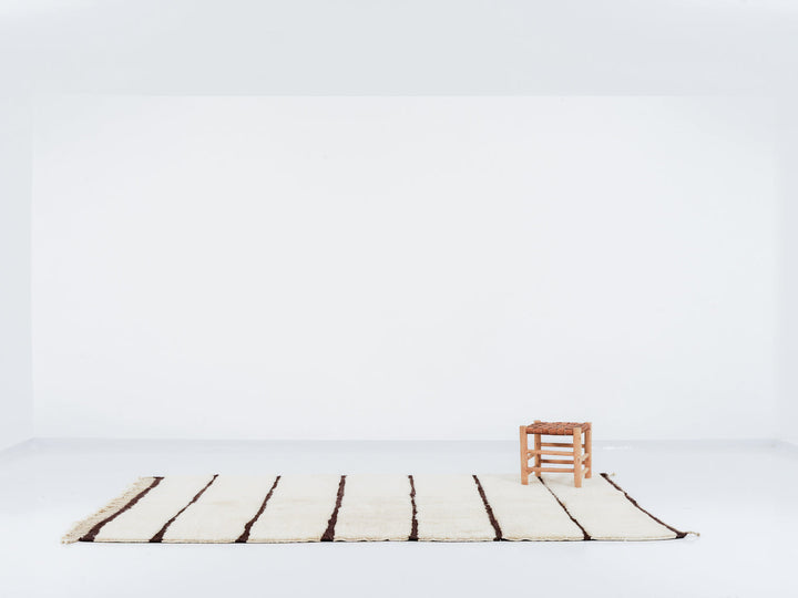 Custom Beni Mrirt Rug | Wide Cream &amp; Cocoa Stripe