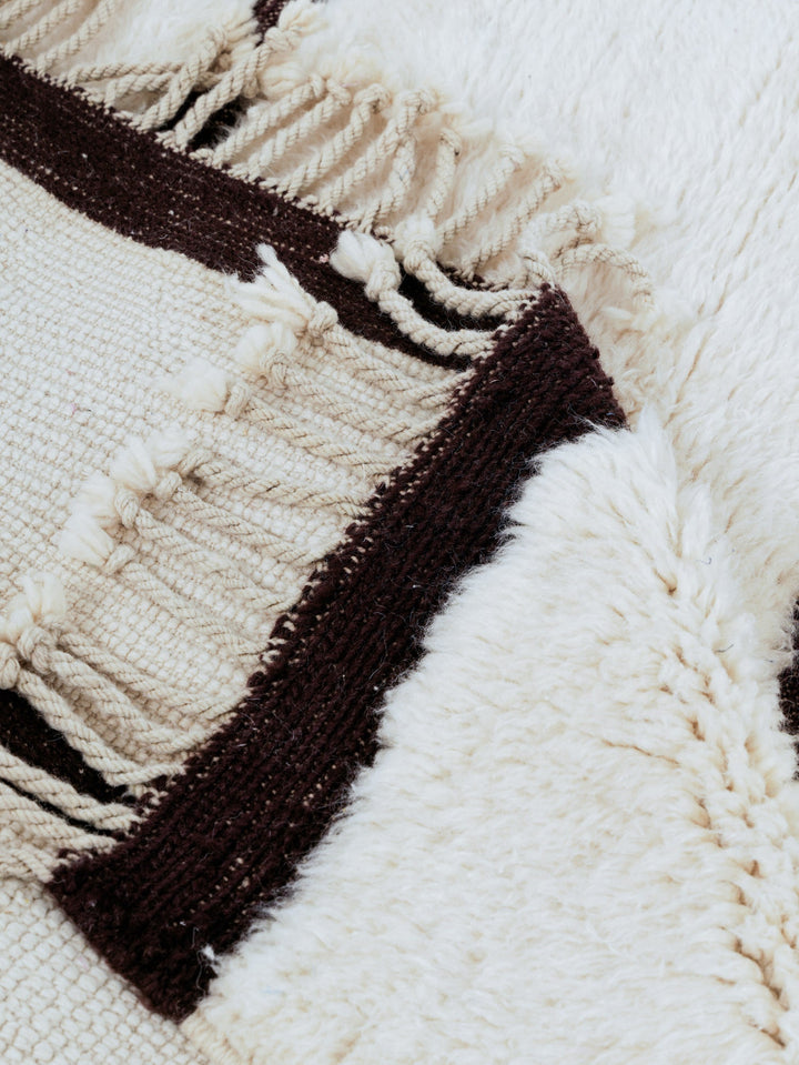 Custom Beni Mrirt Rug | Wide Cream &amp; Cocoa Stripe