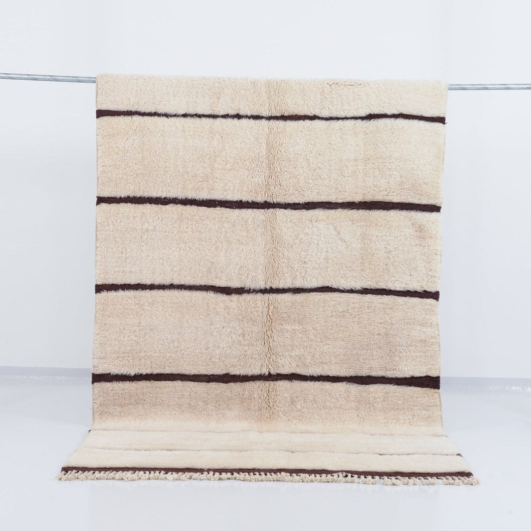 Custom Beni Mrirt Rug | Wide Cream &amp; Cocoa Stripe