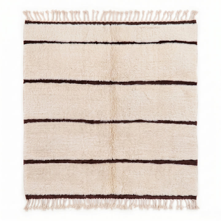 Custom Beni Mrirt Rug | Wide Cream &amp; Cocoa Stripe
