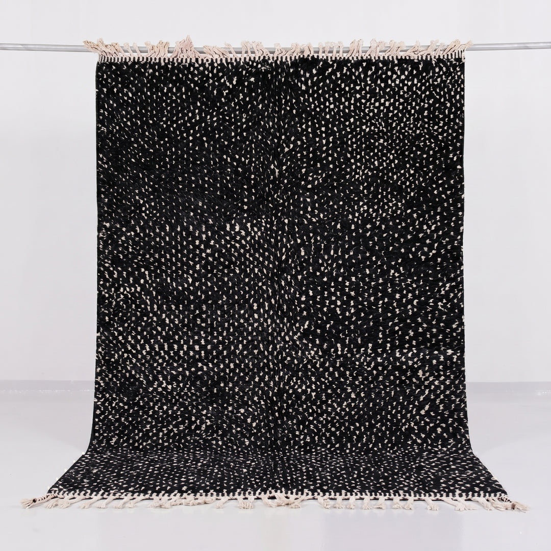 Authentic Custom Beni Ourain Rug | Black &amp; Cream Flecked