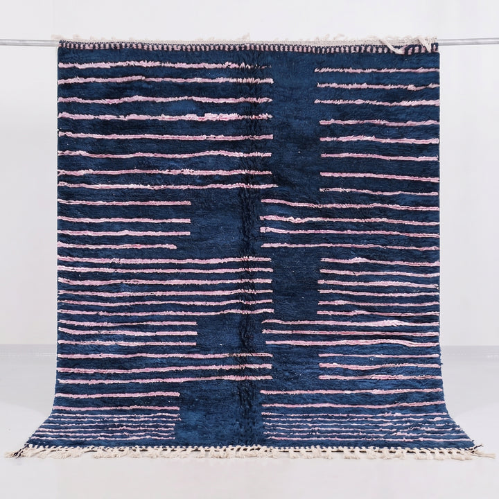 Authentic Custom Beni Ourain Rug -  Midnight Blue &amp; Blush Pink
