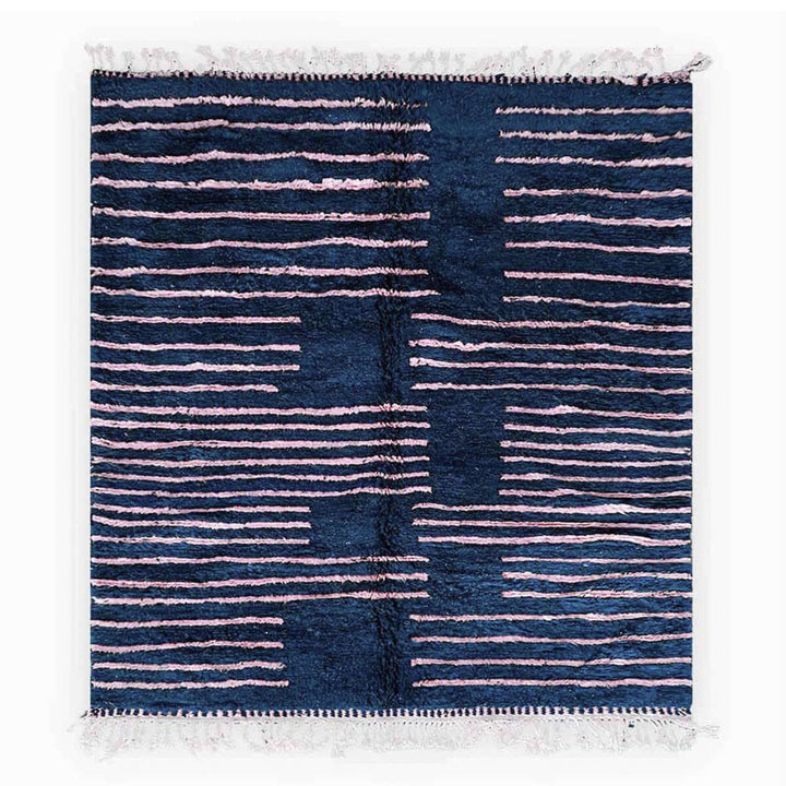 Custom Beni Ourain Rug -  Midnight Blue &amp; Blush Pink