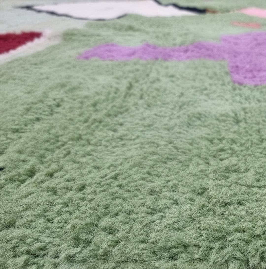 Authentic Custom Beni Ourain Rug | Sage Green Tribal Geometric