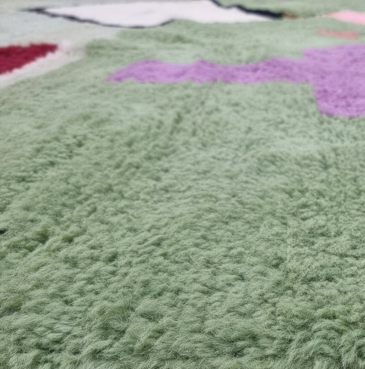Authentic Custom Beni Ourain Rug | Sage Green Tribal Geometric