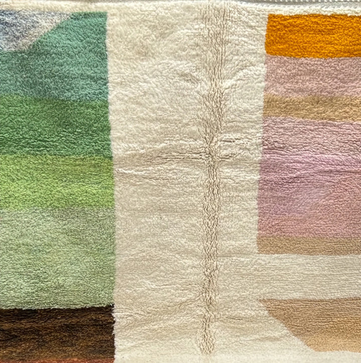Authentic Custom Beni Ourain Rug - The Oasis Palette Abstract Colorblock
