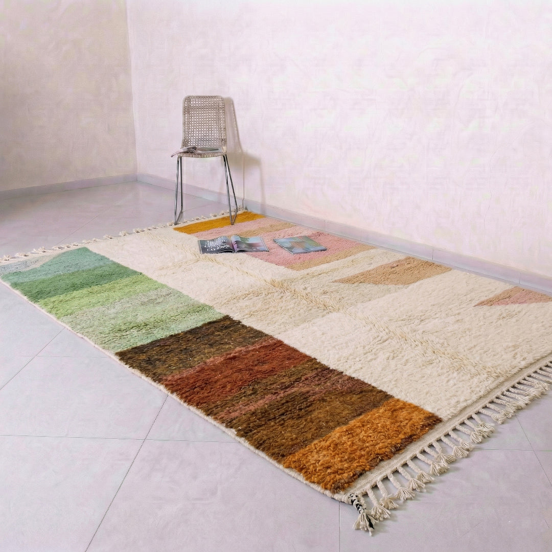 Authentic Custom Beni Ourain Rug - The Oasis Palette Abstract Colorblock