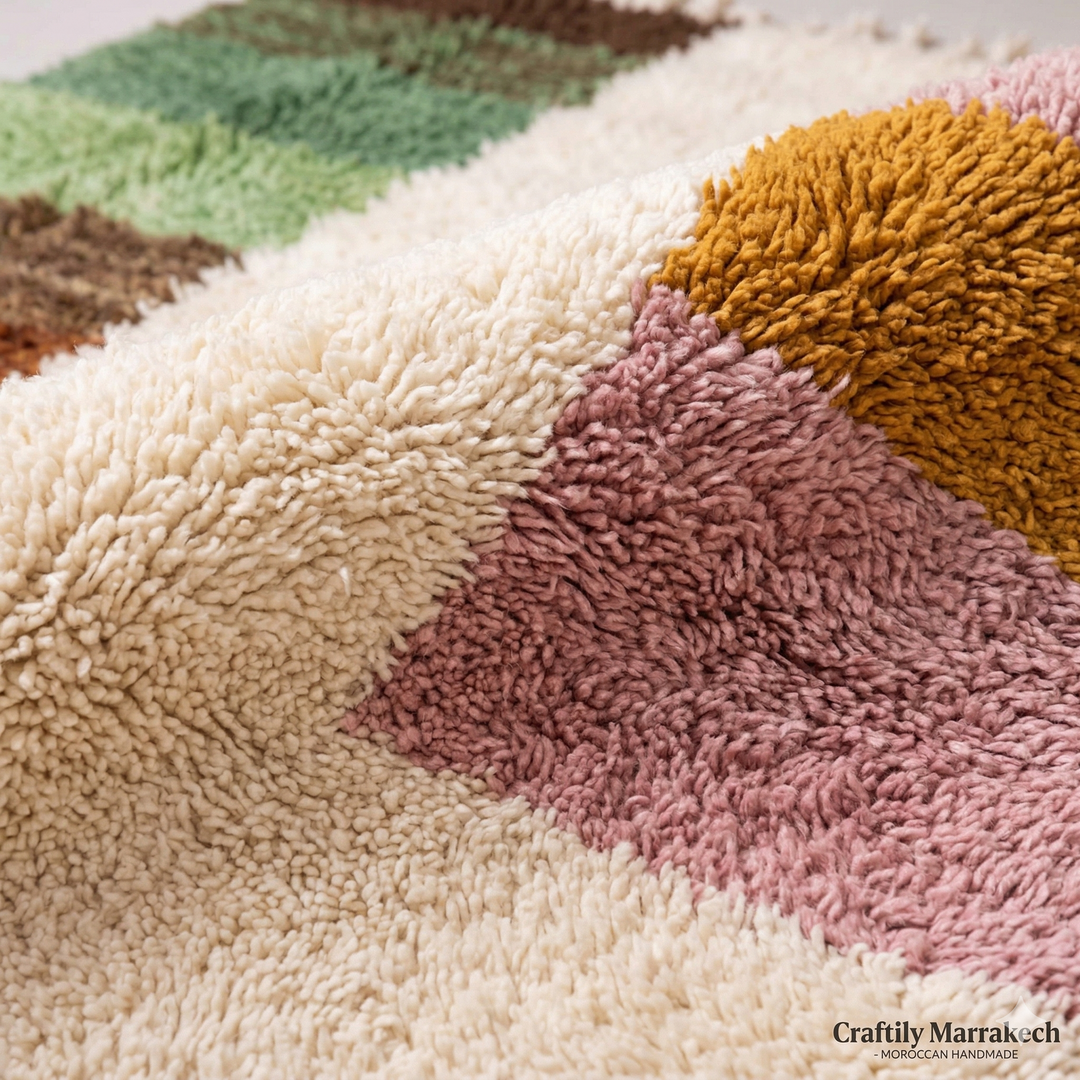 Authentic Custom Beni Ourain Rug - The Oasis Palette Abstract Colorblock