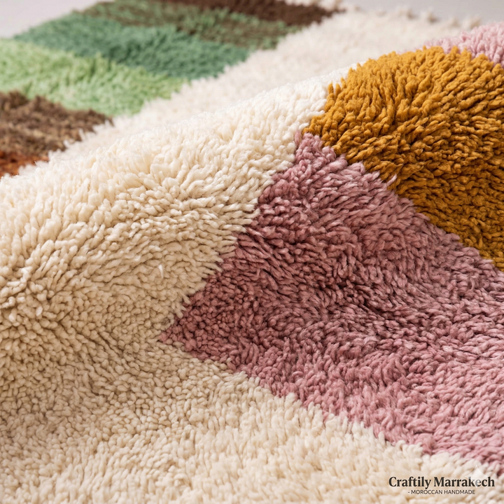 Authentic Custom Beni Ourain Rug - The Oasis Palette Abstract Colorblock