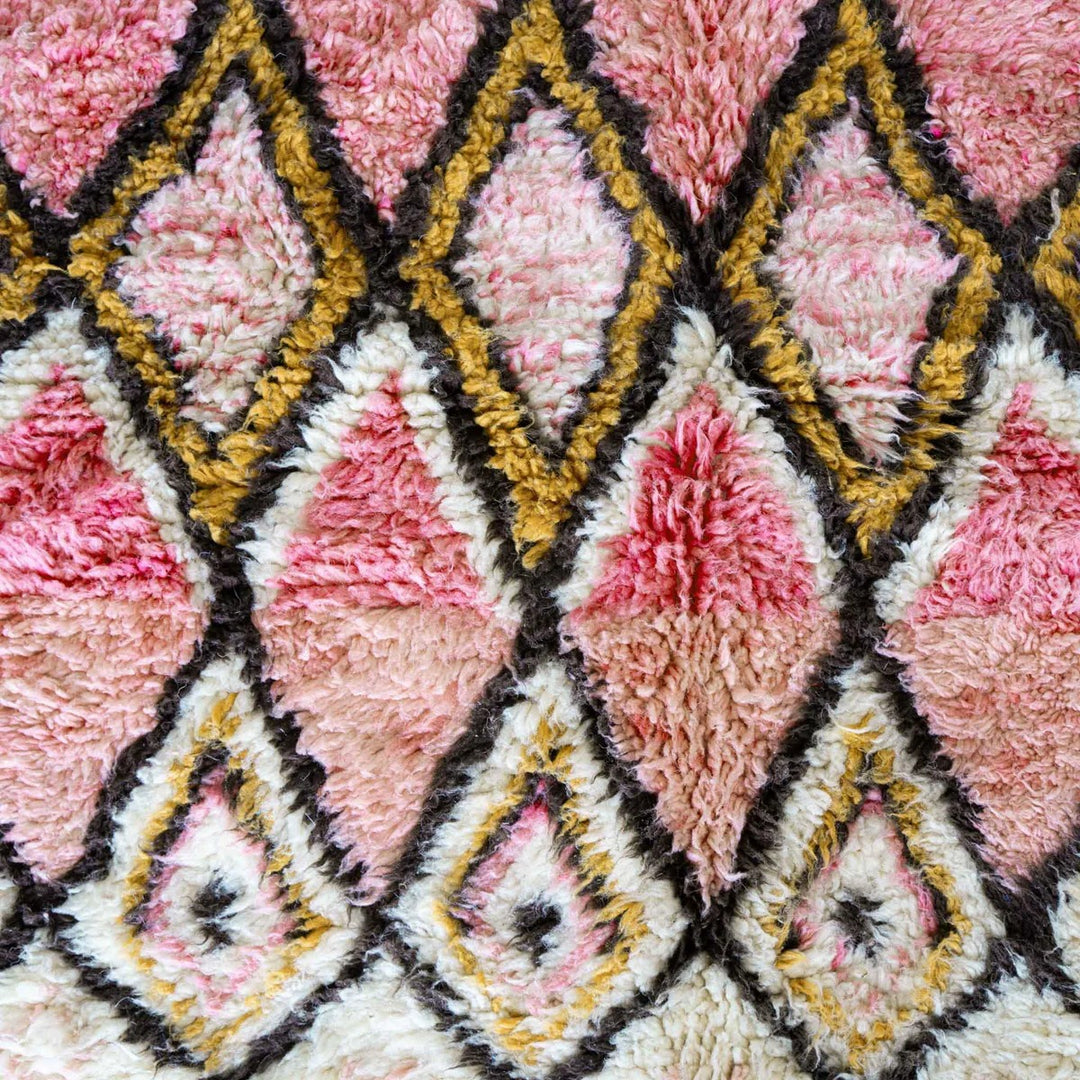 Authentic Custom Beni Ourain Rug | Bohemian Rose &amp; Mustard