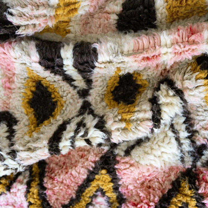 Authentic Custom Beni Ourain Rug | Bohemian Rose &amp; Mustard