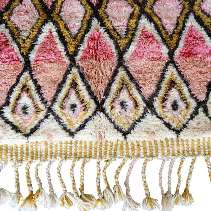 Authentic Custom Beni Ourain Rug | Bohemian Rose &amp; Mustard