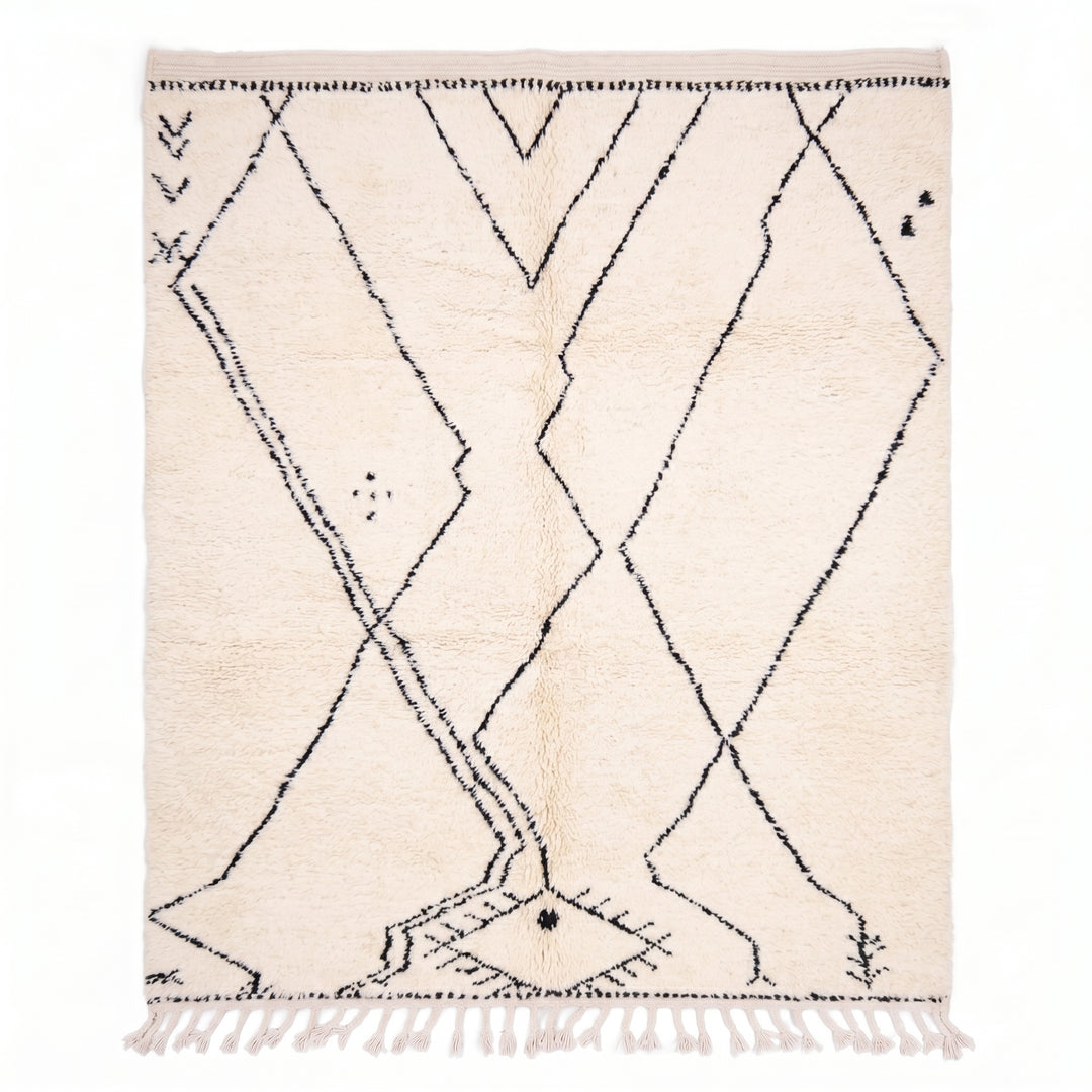Tapis Beni Ourain personnalisé | Motif à lignes asymétriques abstraites