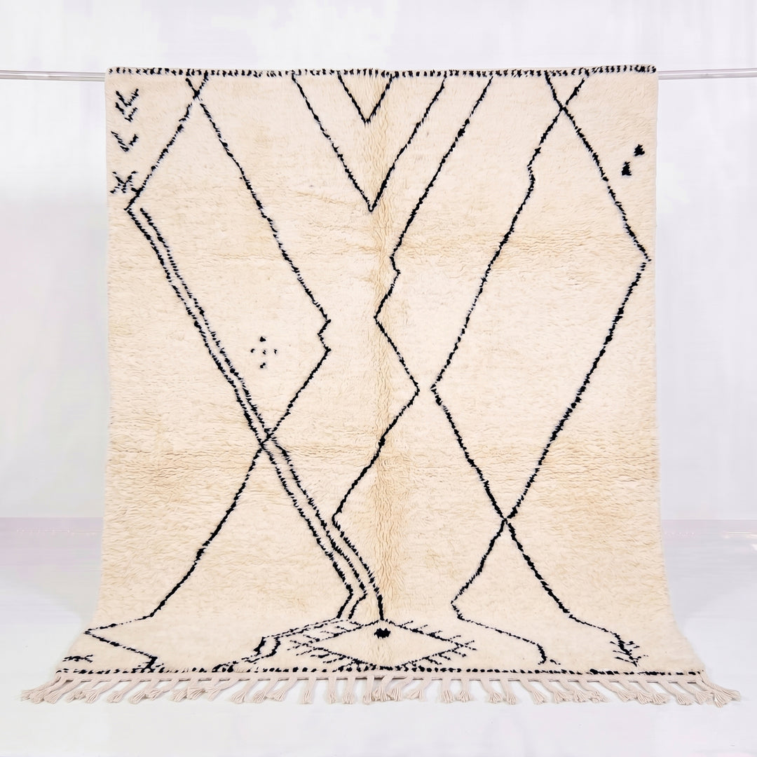 Tapis Beni Ourain personnalisé | Motif à lignes asymétriques abstraites