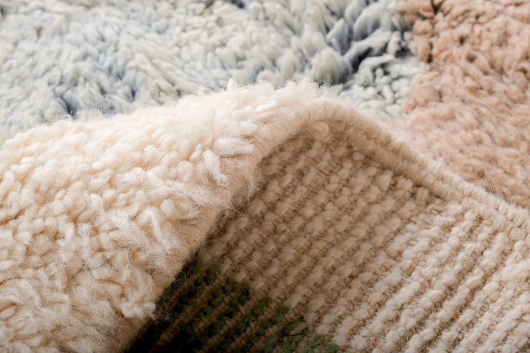 Custom Beni Ourain Rug | Abstract Blue &amp; Green Accents