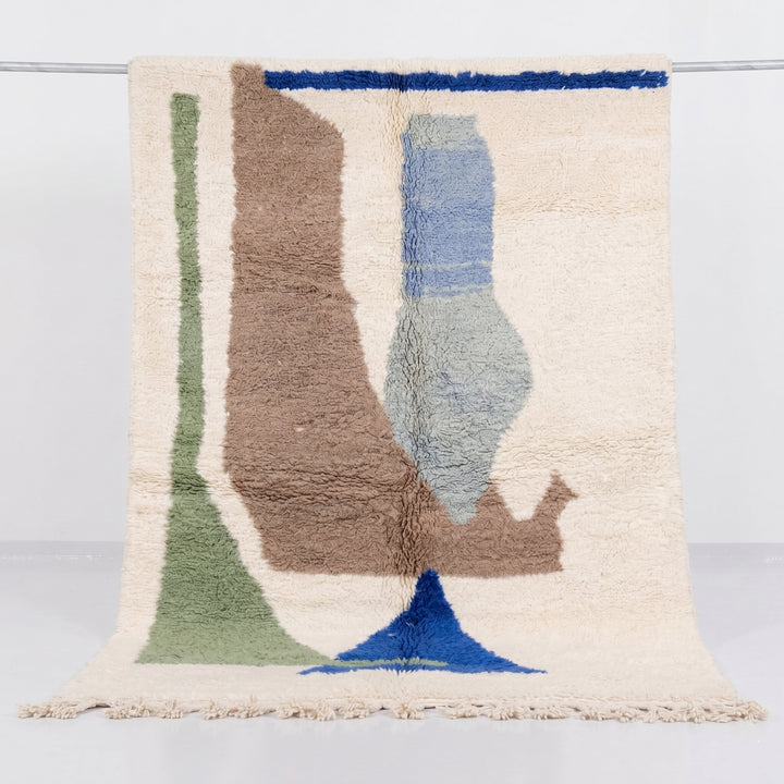 Custom Beni Ourain Rug | Abstract Blue &amp; Green Accents