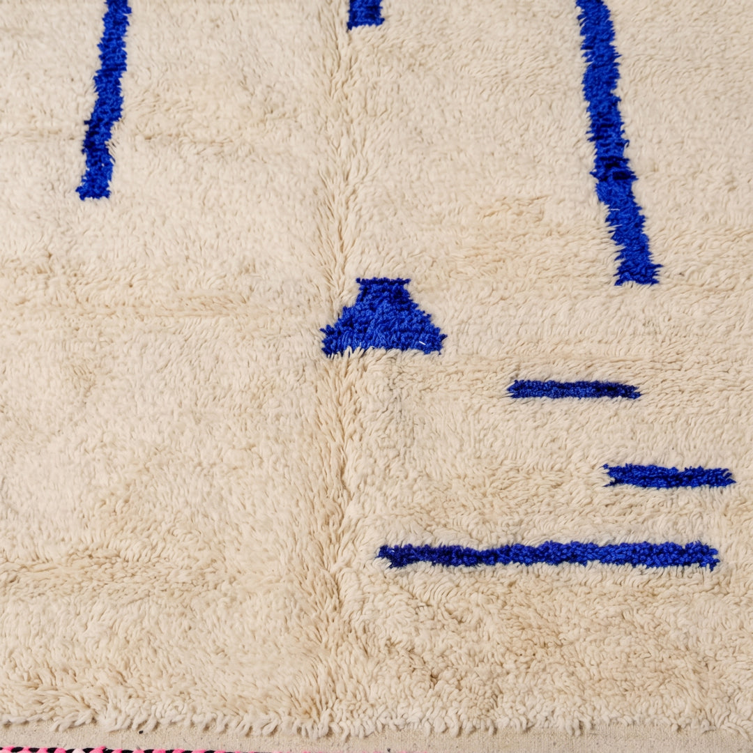 Custom Beni Ourain Rug | Abstract Cobalt Blue Fragmented Geometric