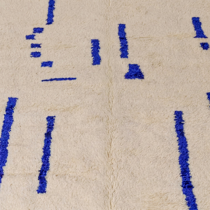 Custom Beni Ourain Rug | Abstract Cobalt Blue Fragmented Geometric