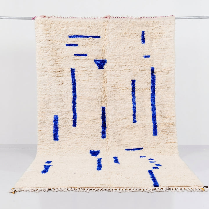 Custom Beni Ourain Rug | Abstract Cobalt Blue Fragmented Geometric