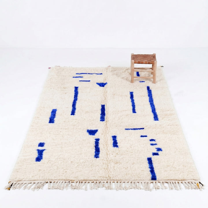 Custom Beni Ourain Rug | Abstract Cobalt Blue Fragmented Geometric