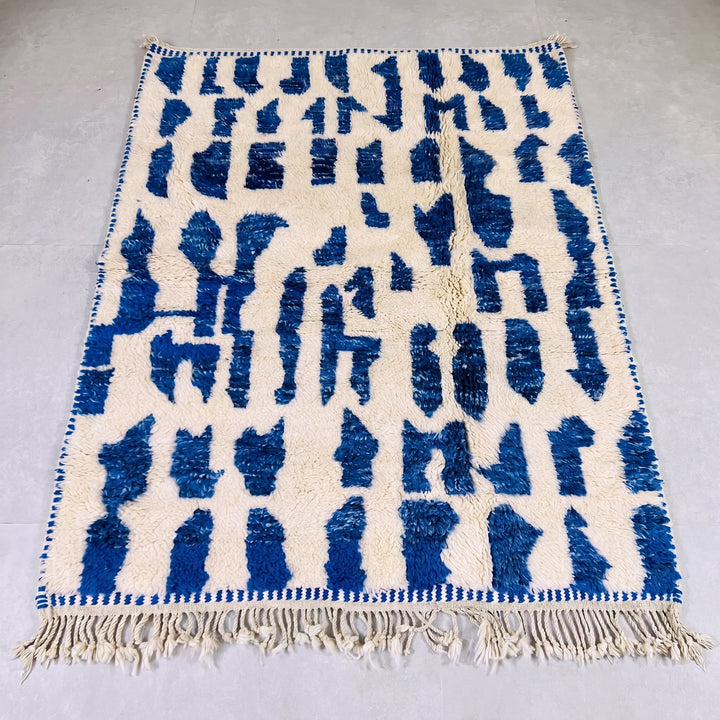 Custom Beni Ourain Rug | Abstract Cobalt Blue Geometric