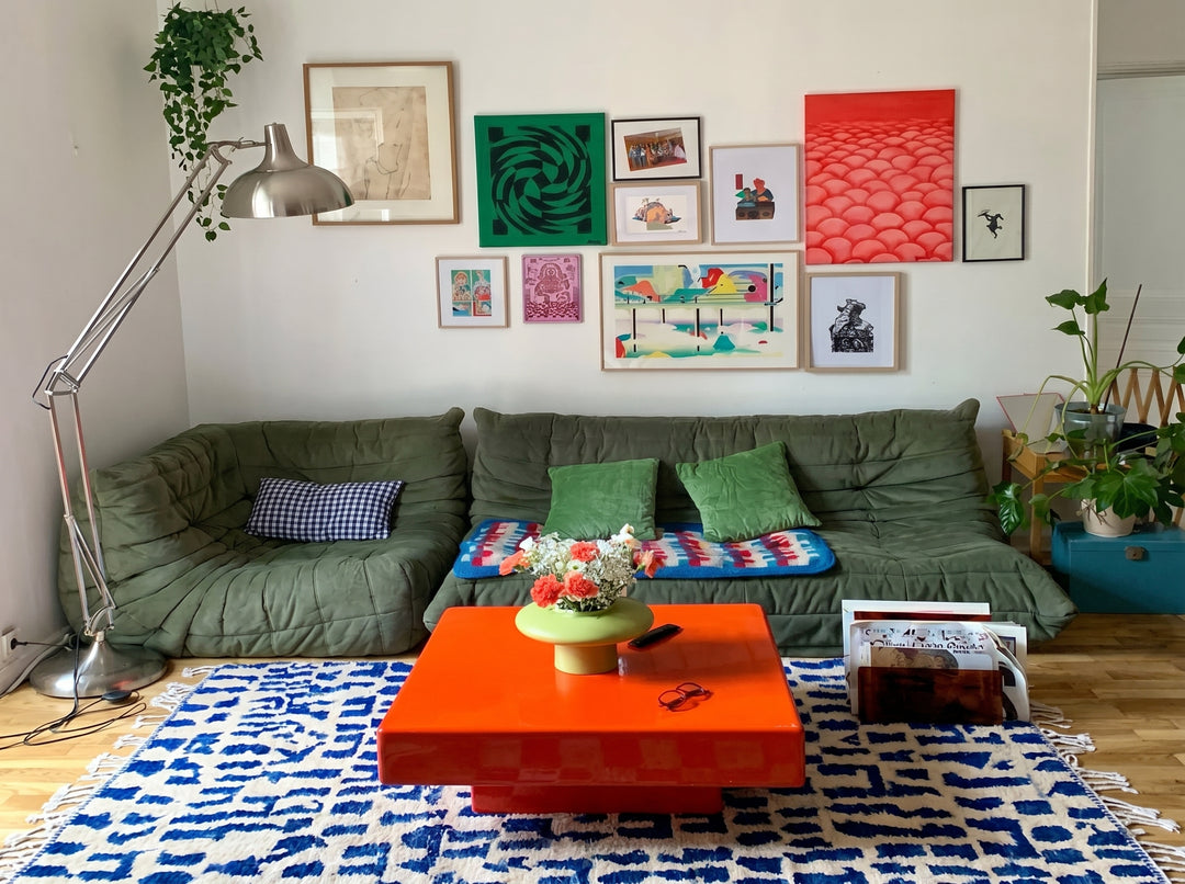 Custom Beni Ourain Rug | Abstract Cobalt Blue Geometric