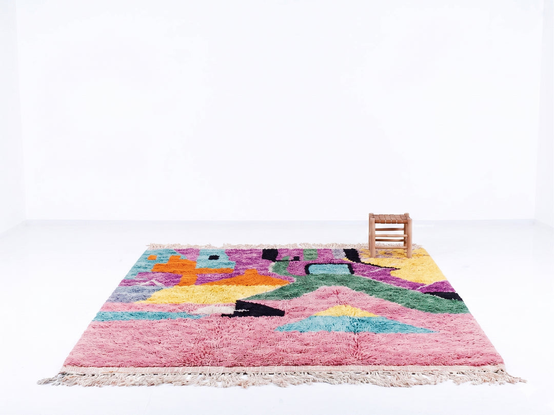 Authentic Custom Beni Ourain Rug – Abstract Colorblock